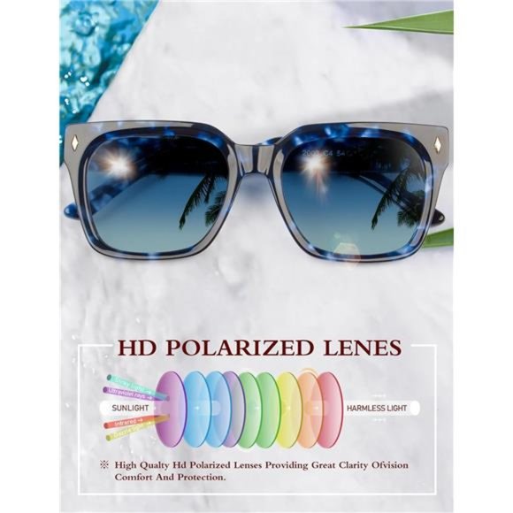 ??Polarized Sunglasses for Women: UV Protection Womens and Mens Square Shades main image 4